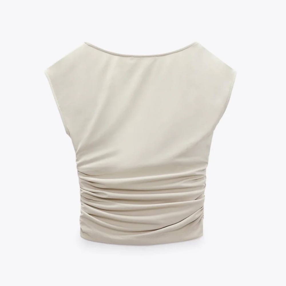 Zara Cream Draped Women's Top - Picture 3 of 9